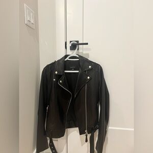 Mackage Black Leather Jacket with Silver Accents